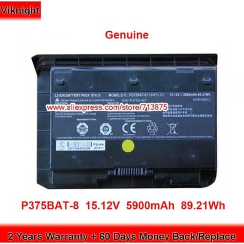 Genuine P375BAT-8 Battery 6-87-P375S-4271 for Clevo P375SM-A P375SMA P377SM Sager NP9377 15.12V 5900mAh 89.21Wh