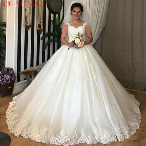 NUOXIFANG Elegant Princess White Straps Wedding Dress Lace Applique Long Bride Dresses Sweetheart vestido de novia suknia slubna