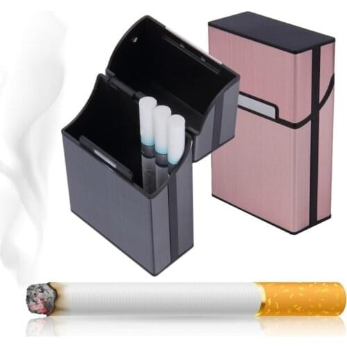 Men Lady Gift Cigarette Case Storage Container Aluminium Alloy Tobacco Holder Pocket Box Magnetic Button Smoking Accessories