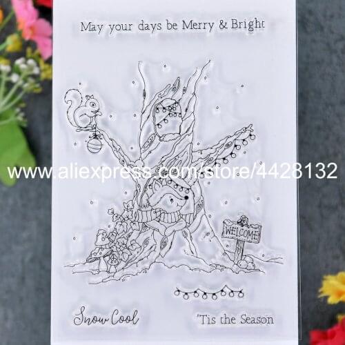 Merry Christmas Snow Cool Christmas Light Bright Scrapbook photo cards rubber stamp clear stamp transparent stamp 20121225