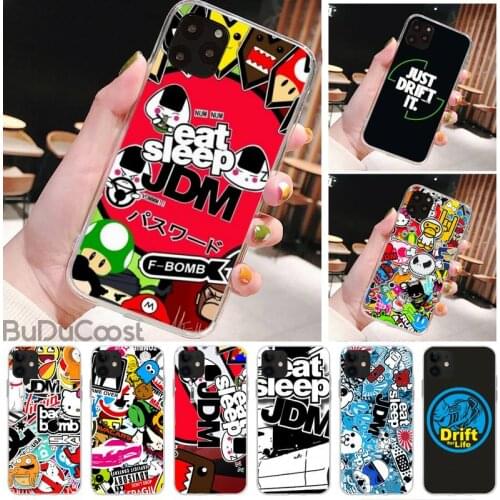 Riccu Sticker Bomb eat sleep JDM Phone Case for iPhone 11 pro XS MAX 8 7 6 6S Plus X 5S SE XR cover
