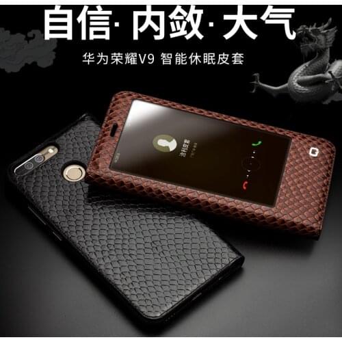 Luxury Ultrathin Flip Genuine Leather Cover for Huawei Honor 8 Pro Fashion Business Smart View Window Case for Huawei Honor8 Pro