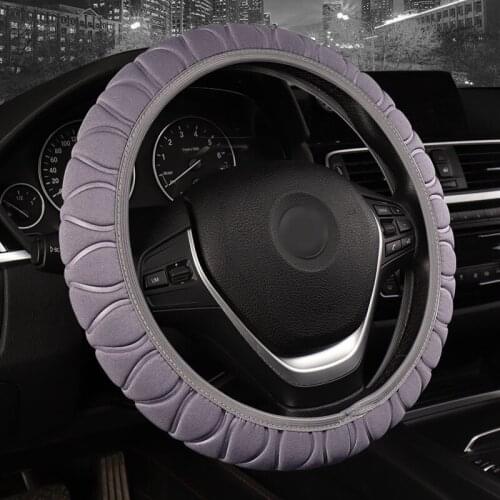 38cm Car Steering Wheel Cover Summer Ice Silk Non-slip Durable Cotton Leather Without Fixed Inner Ring Sandwich Grip