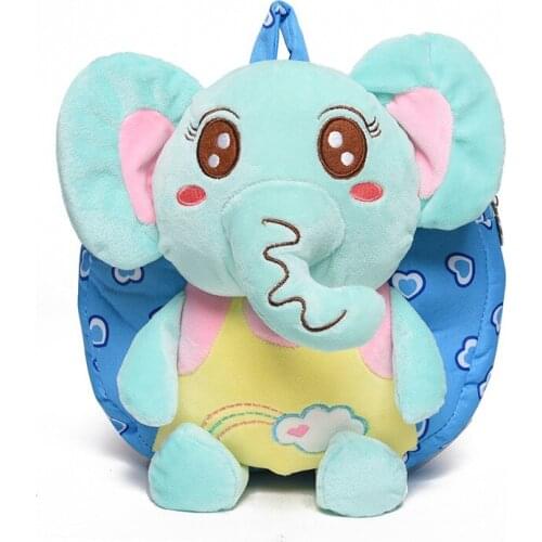 2019 Kindergarten Baby Backpack 1-2-3-year-old Satchel Cute 3D Elephant Backpack Cartoon Plush Toys Boys And Girls Animal Bag
