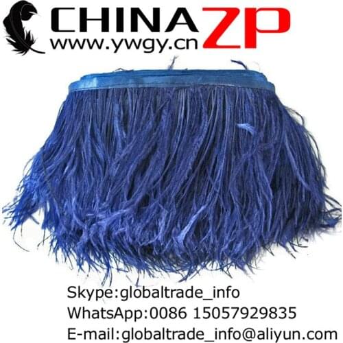 Made in CHINAZP Factory 20yards/lot Selected Top Quality Dyed Navy Ostrich Wing Feather Fringe Trim