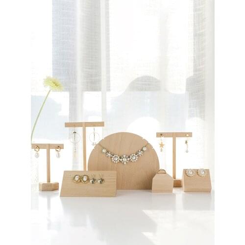 Solid Wood Earrings Display Holder Necklace Pendant Ring Display Stand Vintage Jewelry Display Holder