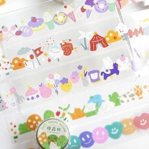 Happy Vending Machine Series Masking Washi Tape Cute ice Cream Decorative Adhesive Tape Decora Diy Scrapbooking Sticker Label