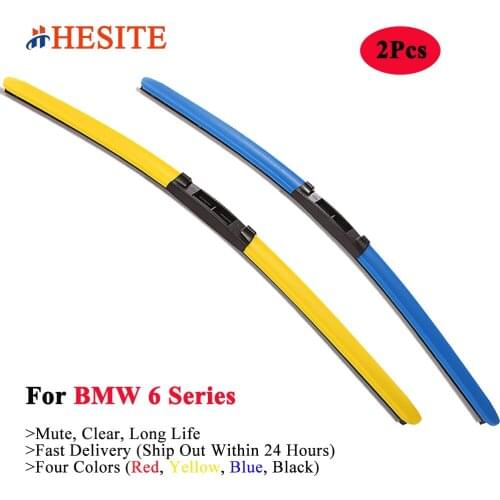 HESITE 2020 Newest Colorful Windshield Wiper Blades For BMW 6 Series F06 F12 F13 E63 650 M D Models 2Pcs Hybrid Car Wipers Blue