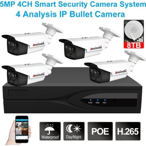 4CH 6MP HDMI Smart NVR Kit CCTV Security System 5MP Infrared Outdoor Video IP Camera P2P Video Surveillance Set 2TB Hard Drive