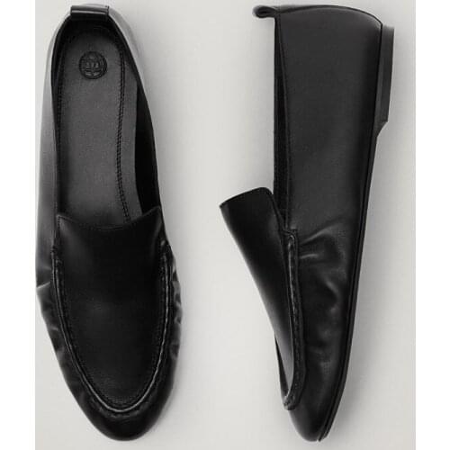 SOUTHLAND Flat Shoes Women England Style Simple Solid Soft Genuine Leather Slip-On Loafers Women Shoes Woman Women Shoes Women