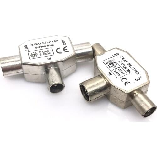 1pc TV9.5 1 Male to 2 Female TV Antenna Plug Tee Conversion Cable Joint Adapter for 9.5 interface Video Equipment Connector