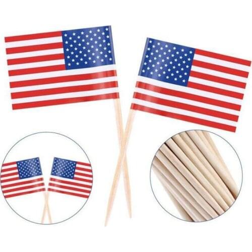 100pcs/set UK American Toothpicks Flag Cupcake Toppers Baking Cake Decor Party Decoration Supplies LX1569
