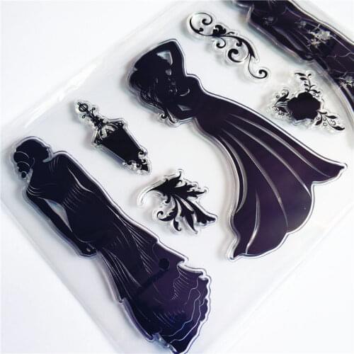 11*16cm Ladies dress Transparent Clear Stamps / Silicone Seals Roller Stamp for DIY scrapbooking photo album/Card Making