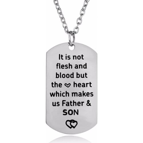 12PC/Lot It Is Not Flesh And Blood But The Heart Which Makes Us Father&Son Stainless Steel Pendant Necklace For Family Dad Gifts