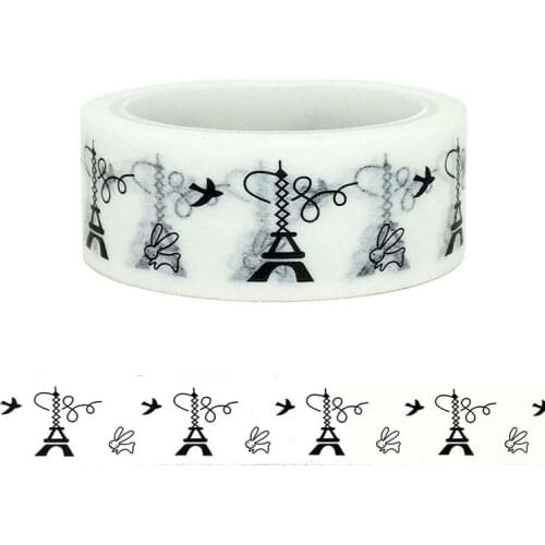 20pcs/set Creative DIY of The Same Type of Black-and-white Iron Tower Washi Tape Printed Waship Paper Tape Sticker for Children