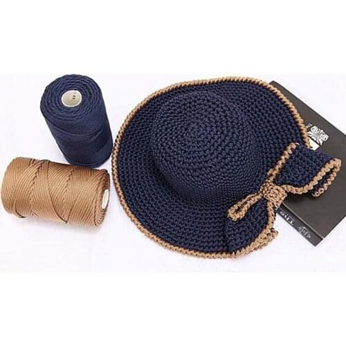 230G Crochet Yarn Light Viscose Ice Rope 3mm Hollow Nylon Thread for Hand Hook Sun Hat Cushion