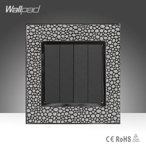 4 Gang 2 Way Furniture Hotel Luxury Wallpad Leather Frame 16A UK Standard Four Gang Two Way on/off Switch Power Supply Free Ship