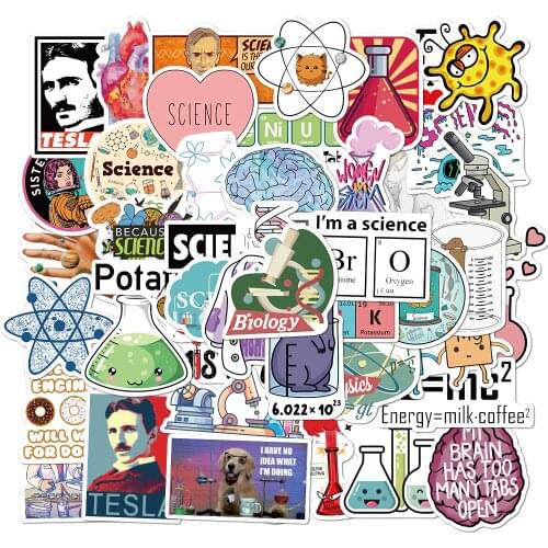 50PCS/lot Science Experiment Chemical Programming Stickers DIY For Laptop PC Phone Suitcase Stationery Waterproof Sticker