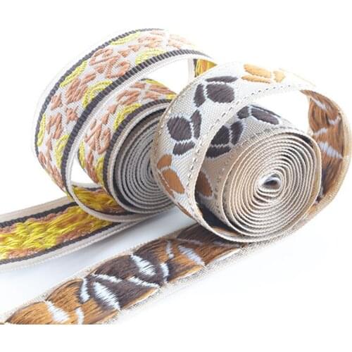 50 Yards/Roll New Polyester Woven Jacquard Ribbon Floral Embroidery High Quality Home Textile Garment Sewing Clothing Accessoriy