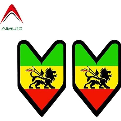 Aliauto 2 X Funny Reflective Car Sticker Jdm Rasta Flag Accessories PVC Waterproof Sunscreen Decal,7cm*11cm