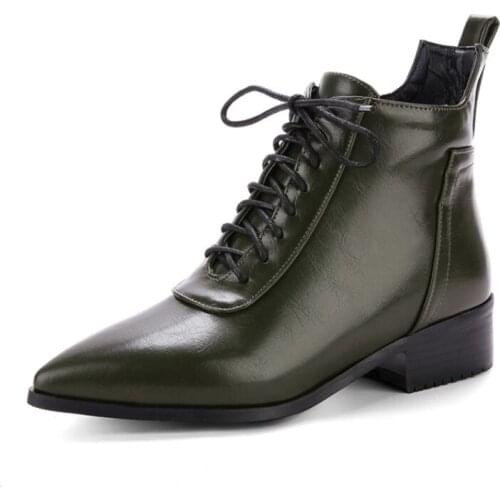 Big Size 11 12 13 Fashion and leisure of European and American style with pointed front crossed LACE BOOTS