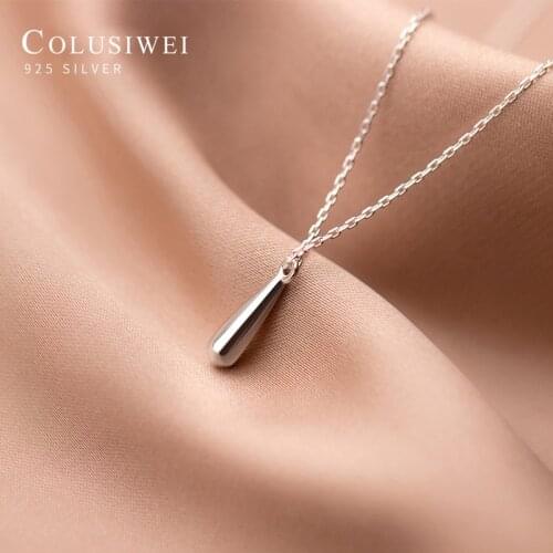 Colusiwei New 925 Sterling Silver Long Water Drop Shape Tiny Pendant Necklace Women Adjustable Necklace Fine Jewelry 2020 Year