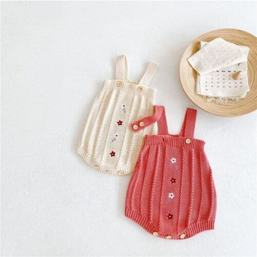Baby Romper Jumpsuit Newborn Knit Baby Clothes Embroidery Girls Romper Sleeveless Baby Overalls Playsuit Toddler Romper For Girl