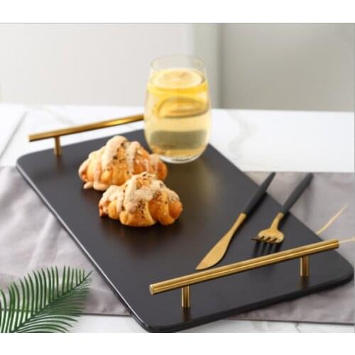 Home Ceramic Plate Tea Coffee Set Trays Decoration Light Luxury Snack Plate Cosmetic Storage Tray Food Tray For Kitchen Storage