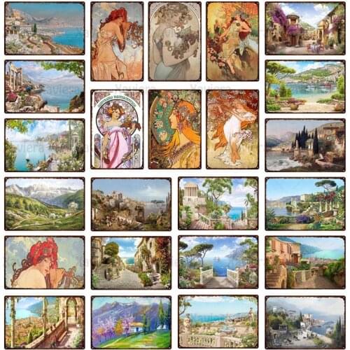 Greek Mythology Goddess Metal Tin Sign Retro Architectural Chic Plaque Home Decor Shopping Mall Bar Club Art Poster Wall Sticker