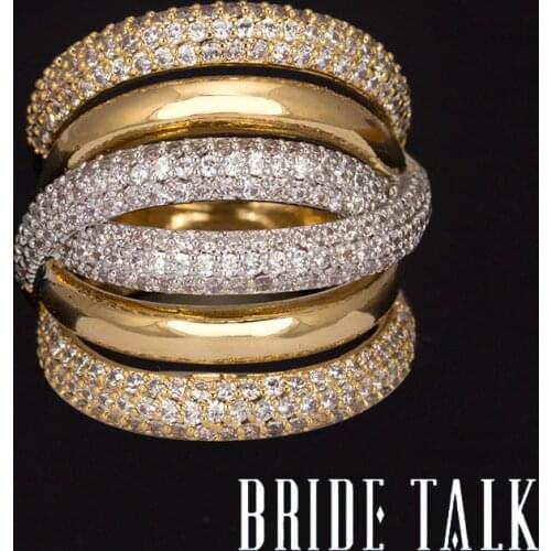 Bride Talk Luxury Women Ring AAA Cubic Zirconia Shiny Crystal Multi-Layered Design Fashion Jewelry For Wedding Party Dating Gift