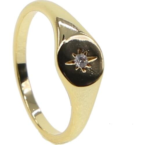 Hot Fashion Star Ring Tiny Delicate white cz Gold Color Rings for girls single Zircon Shining delicate mini midi finger ring