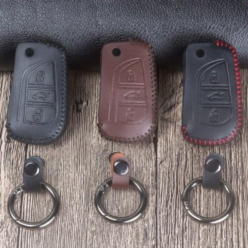 Leather Car Key Case Cover For Toyota Corolla Rav4 Reiz Avensis Verso Camry Yaris Auris Aygo Scion Hilux Prado Crown TC IM 2016