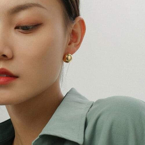 Minimalist Round Ball Geometric Earrings Textured Gold Earrings for Women hollow open statement Earrings Basket Huggie Earrings
