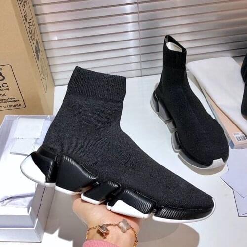 2021 Europe station spring and autumn new elastic socks shoes knitted thick soled high top mens and womens casual sports shoes