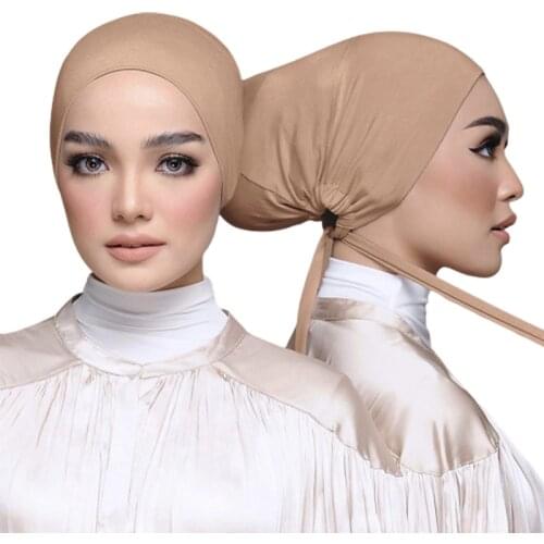 2021 Newest Muslim Inner Caps Underscarf Modal Cotton Hijabs Islamic Head Wear Hat Bonnet Muslim Headcover High Quality 1PC
