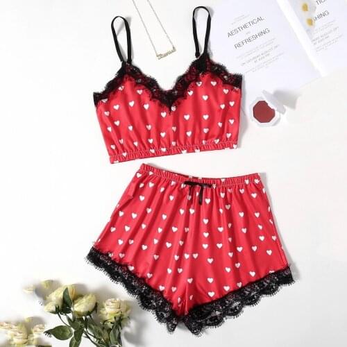 Sexy Exquisite Girls Cute Lace Pajamas Women Fashion Sling Underwear Shorts Casual Sling Ladies Pajama Sets Summer 2021 New