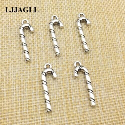 Zinc Alloy Christmas Diy Charm Walking Stick Pendant 20pcs 9*26mm Diy Fit Necklace Diy Jewelry Findings ASD053