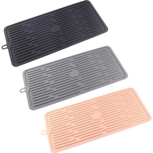 Rectangle Silicone Drain Mat Dishes Drying Draining Pad Multifunctional Insulated Coaster Kitchen Accessories