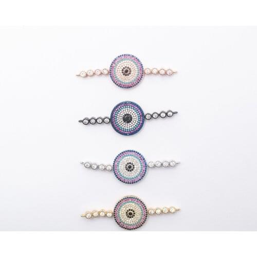 DIY Jewelry Copper Bottom Zircon Evil Eye Bead Accessories Necklace Earrings Bracelet Connector Jewelry Making