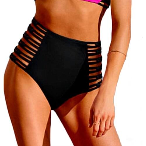 Sexy Bikini Bottoms Women Thongs Beachwear Panties Summer Sexy Hollow Out Bandage High Waist Briefs Swimsuits Swimwear Biquinis