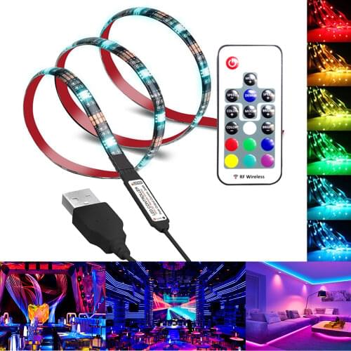 5M USB LED Strip Lights SMD 5050 RGB Flexible Diode Tape Lights TV Decoration Background Ribbon Neon Lighting DC 5V Home Decor