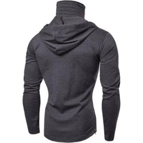 Sweatshirts Men Autumn Casual Gym Thin Long Sleeve Hoodie Face Cover Solid Color Sweatshirt