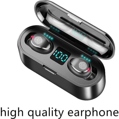 F9 Tws BT5.0 True Wireless Headphones Headset Earbuds Lcd Digital Electric Quantity Waterproof Noise Reduction Wireless Earphone