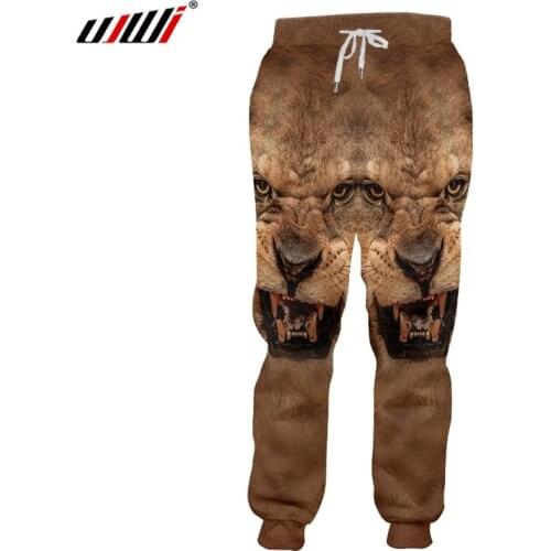 UJWI Autumn Homme New Brown Pants 3D Printed Big Size Animal Tiger 5XL Trousers Clothing Man Loose Sweatpants