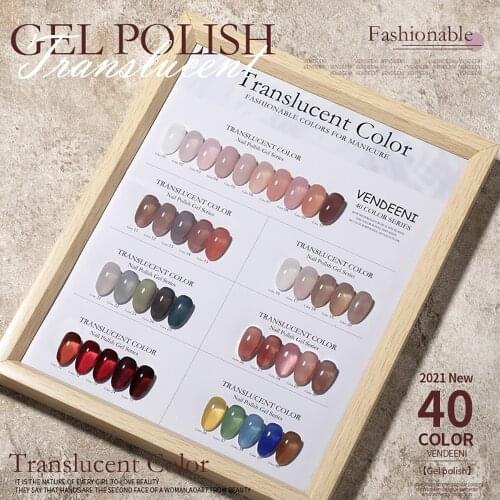 Vendeeni Nude Jelly UV Gel Nail Polish 40 Colors Translucent Semi Permanent Nail Art Lacquer Gel Pink Skin Tone Gel Varnish 15ml