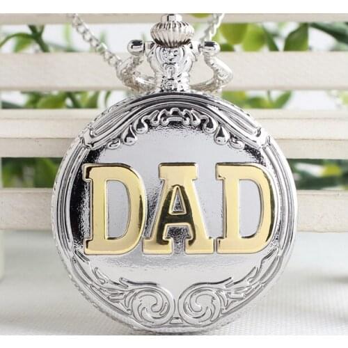 DAD nostalgia Vintage silver quartz high quality man exclusive gift pocket watch necklace chain QA34 45MM
