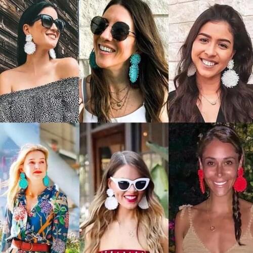 Handmade Multicolor Resin Beads Drop Earrings For Women Boho Statement Dangle Earrings Wedding Accessories Jewelry UKEN