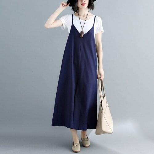 2019 Summer Autumn Women Overalls Trousers Wide Leg Pants Rompers Female Casual Loose Cotton Linen Jumpsuits Long Pants AB1498