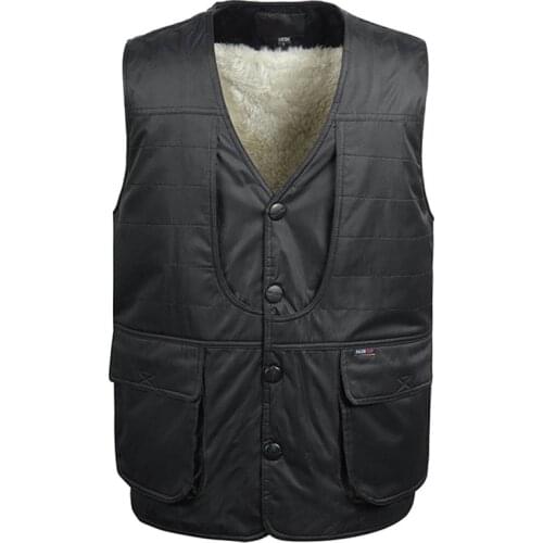 Fleece Warm Padded Men Vest Winter 2019 Male Casual Green Black Photographer Multi Pocket Sleeveless Waistcoat With Many Pockets