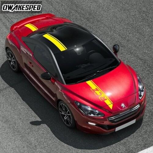 1 set Car Hood Roof Tial Sticker For-Peugeot RCZ Coupe Limited Edition Sport Stripes Whole Body Decor Vinyl Decals